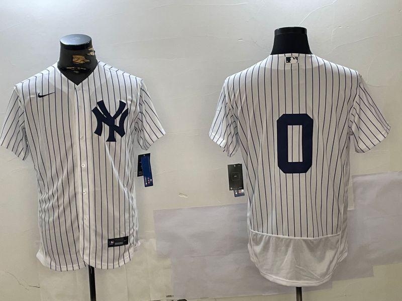 Men New York Yankees 0 No Name White stripe Elite 2024 Nike MLB Jersey style 1016